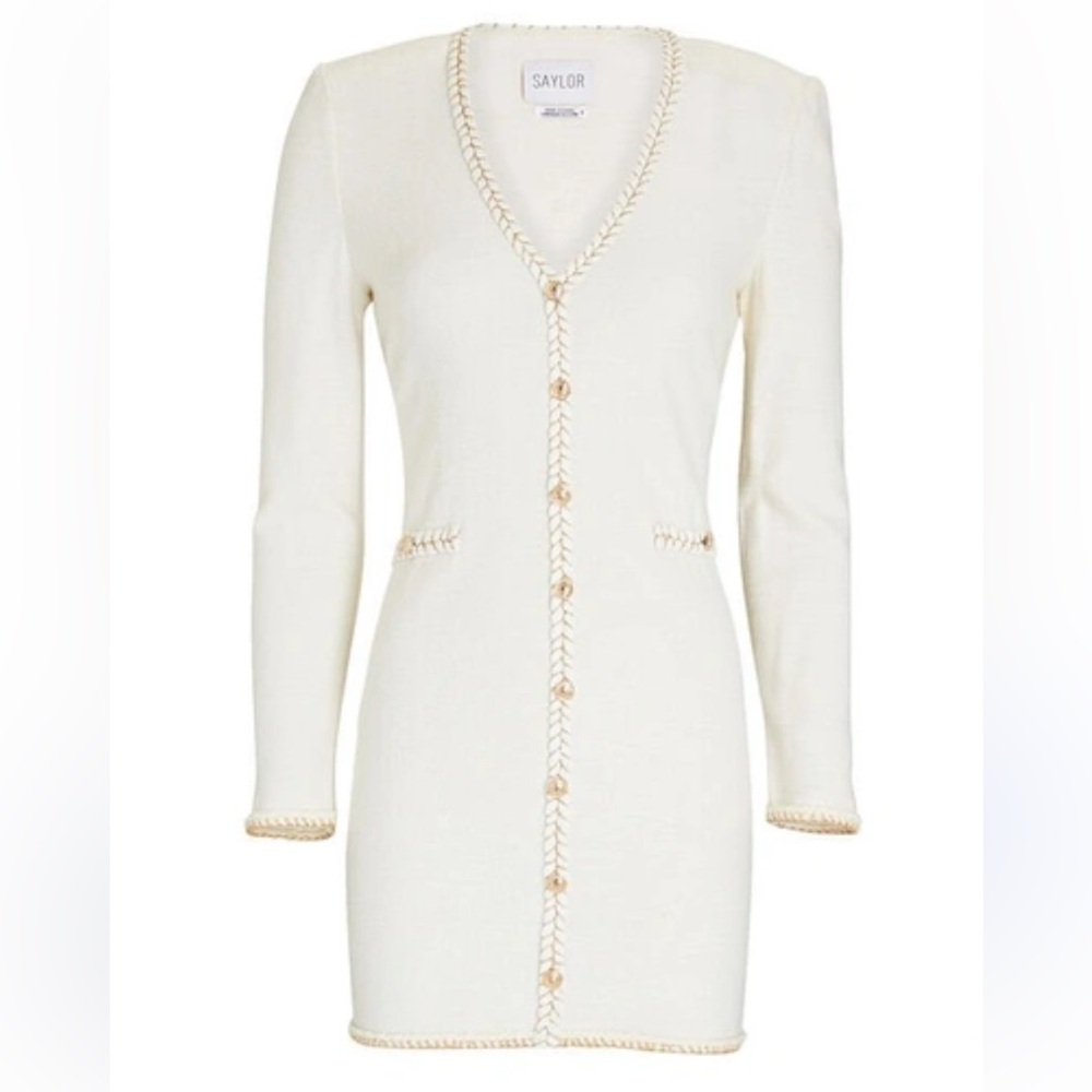 SAYLOR Cream Cardigan Sweater Lightweight Knit